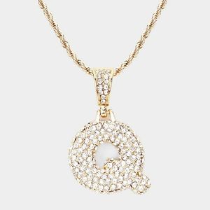 Gold Monogram "Q" Crystal Initial Pendant Necklace